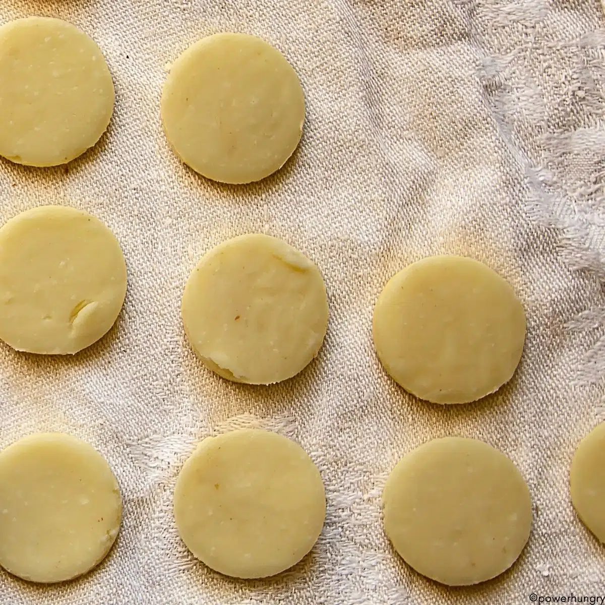 lemon chickpea flour cookie slices on a towel