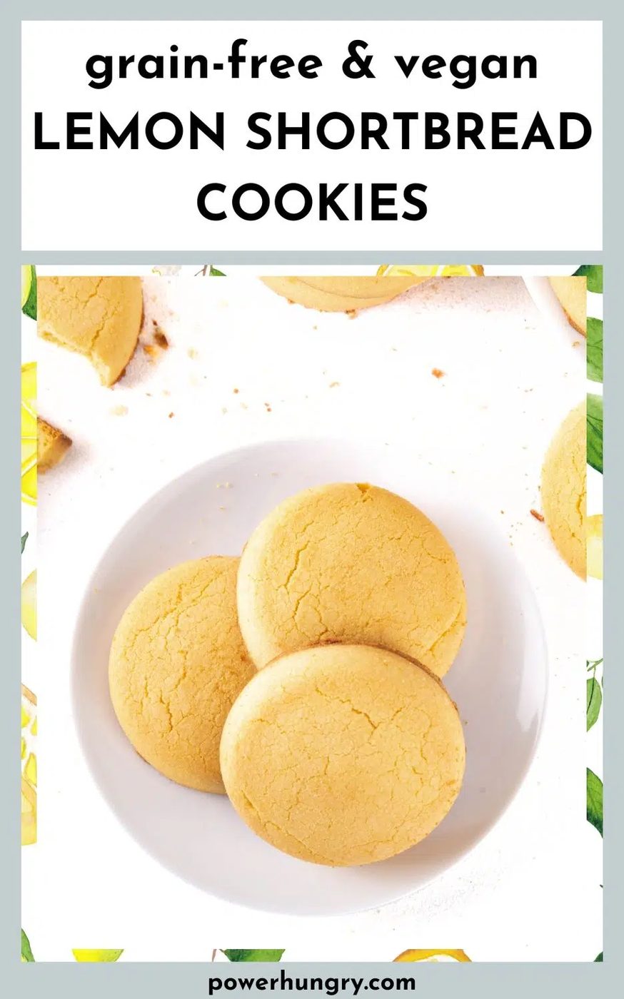 lemon chickpea flour shortbread cookies on a white plate