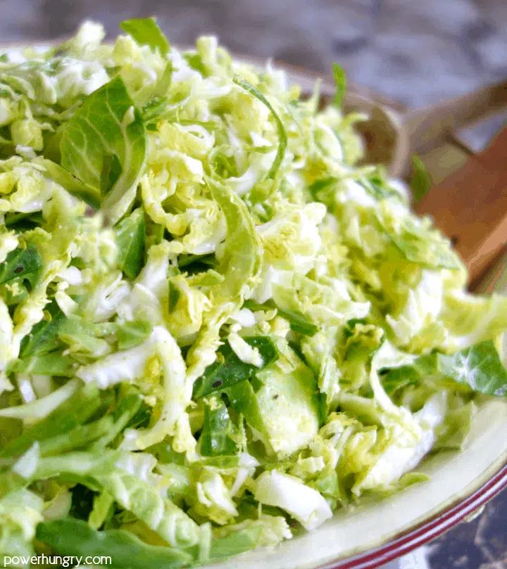 Bowl of Lemony Brussels Sprouts Salad {3 ingredients, Vegan}