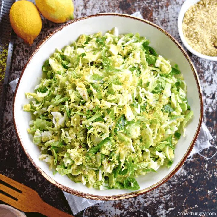 Lemony Brussels Sprouts Salad {3 ingredients, Oil-Free Option}