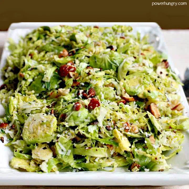 Lemony Shredded Brussels Sprouts Salad (vegan, keto)