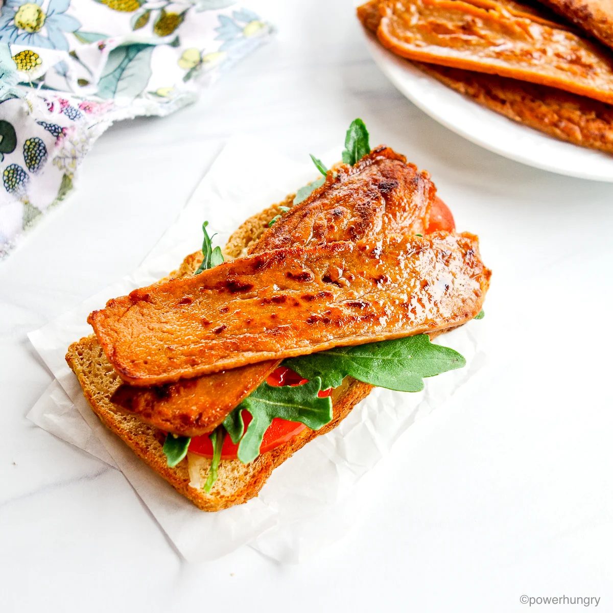 lentil bacon on a lentil bacon sandwich