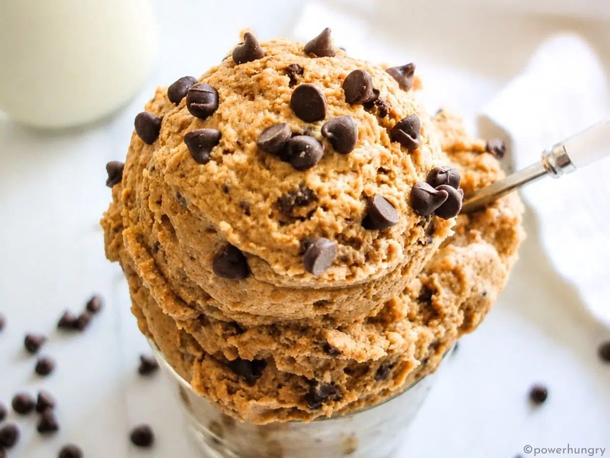 close-up of high-protein lentil cookie dough