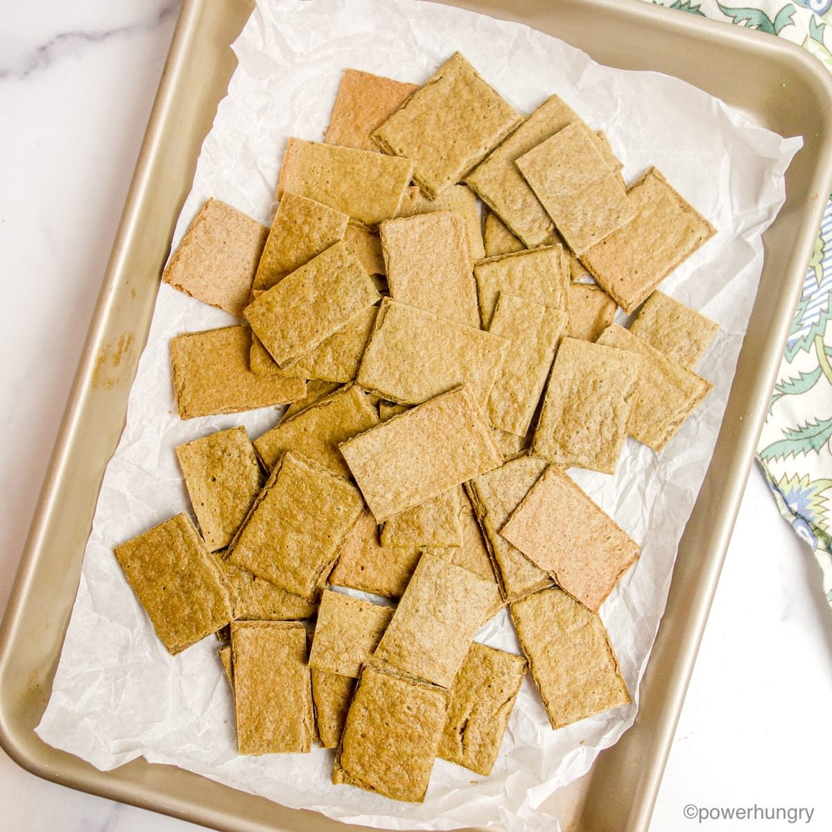 tray heaped with lentil protein crackers