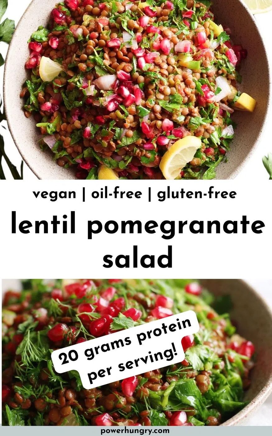 collage of lentil salad photos