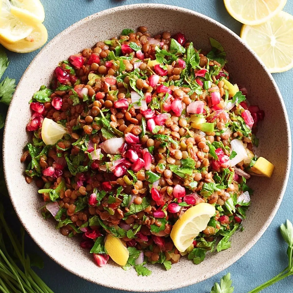 Lentil Pomegranate Salad (High Protein, Oil-Free)
