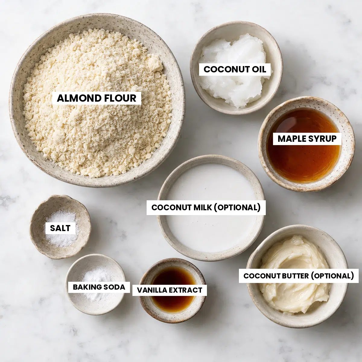 ingredients for maple almond flour cut out cookies