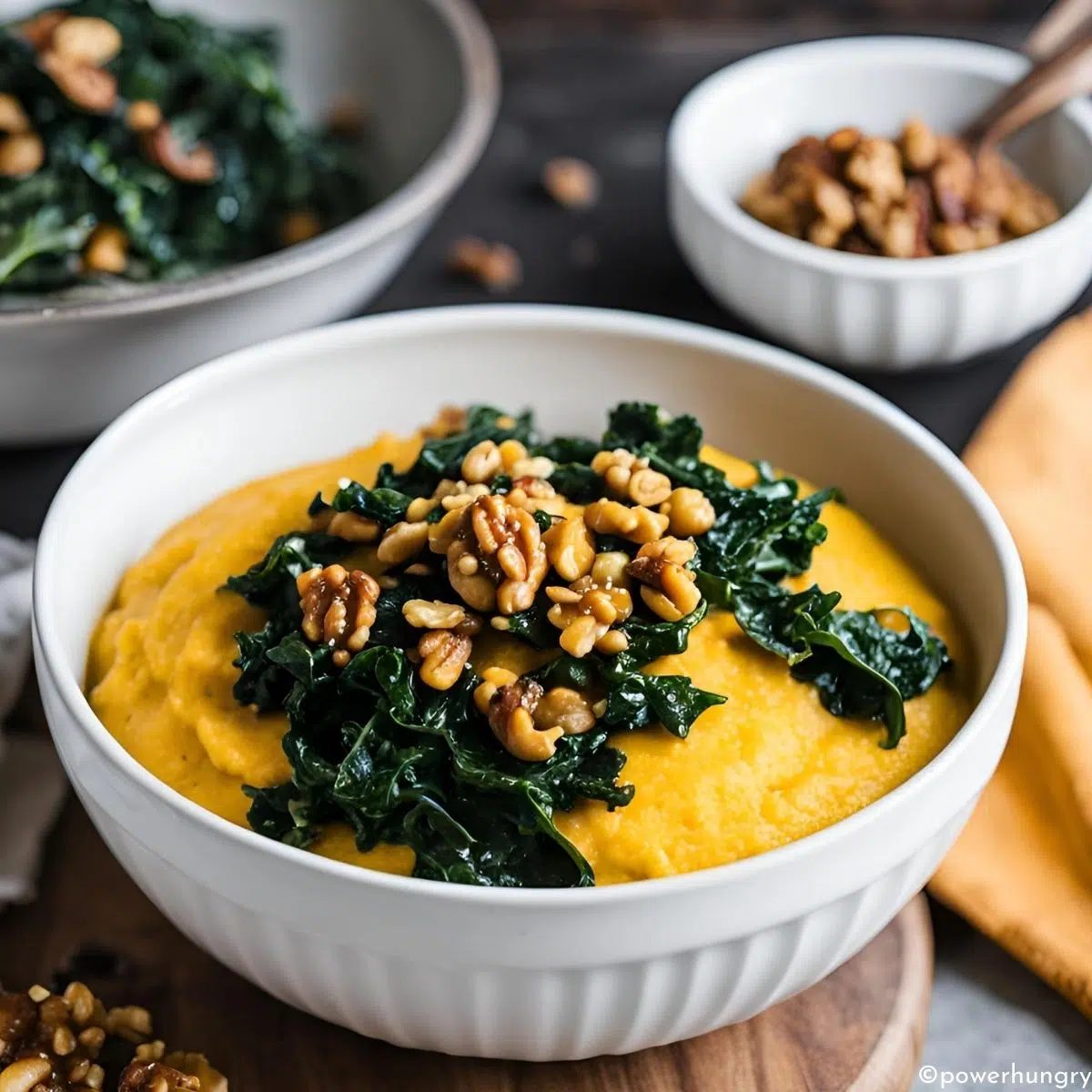 Straightforward Pumpkin Polenta with Kale (High Protein)