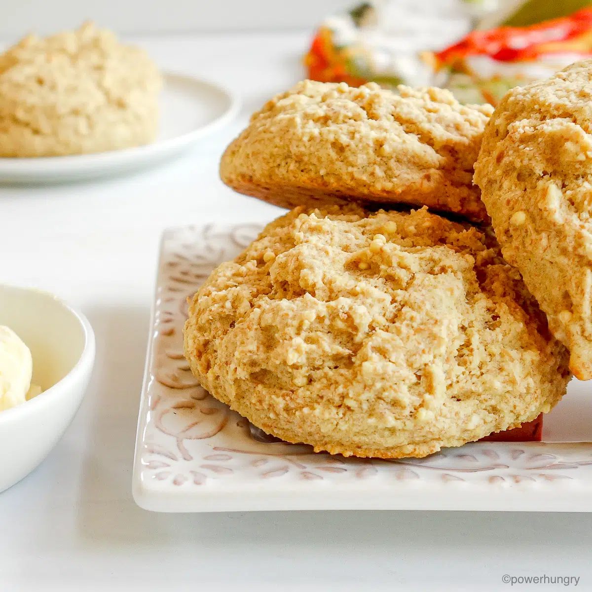 millet biscuits on a white plate