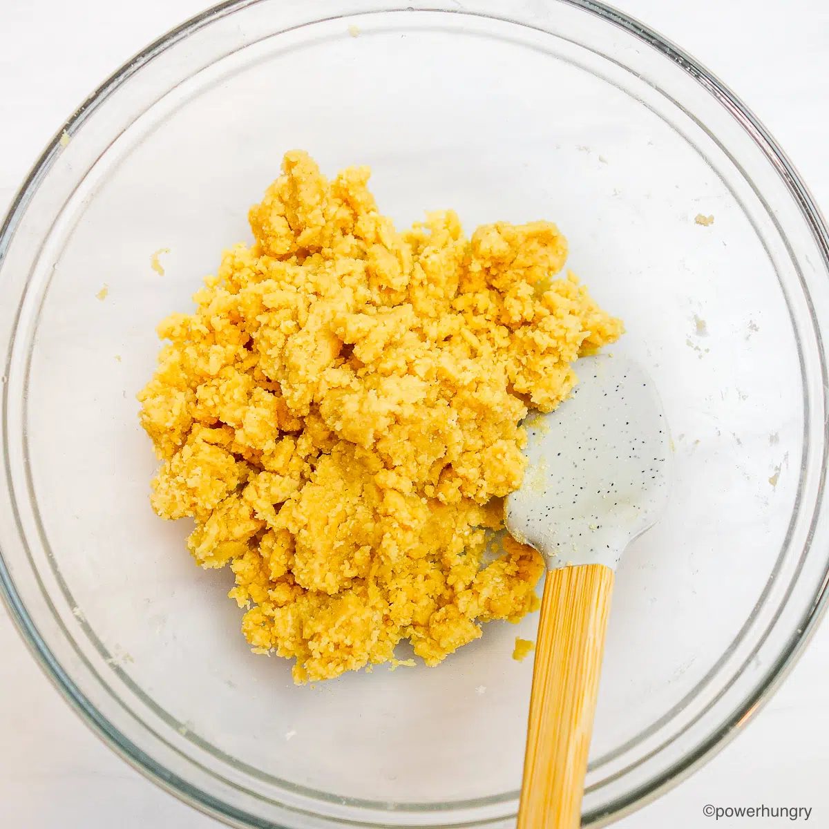 millet cracker dough in a glass bowl
