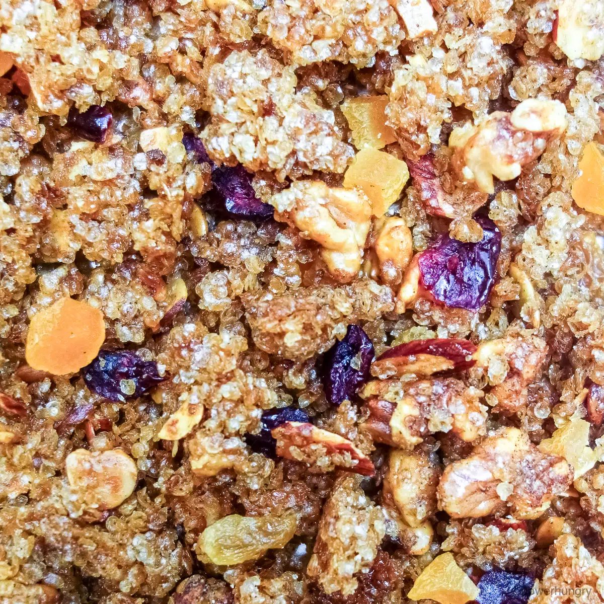 close up of millet granola on a baking sheet