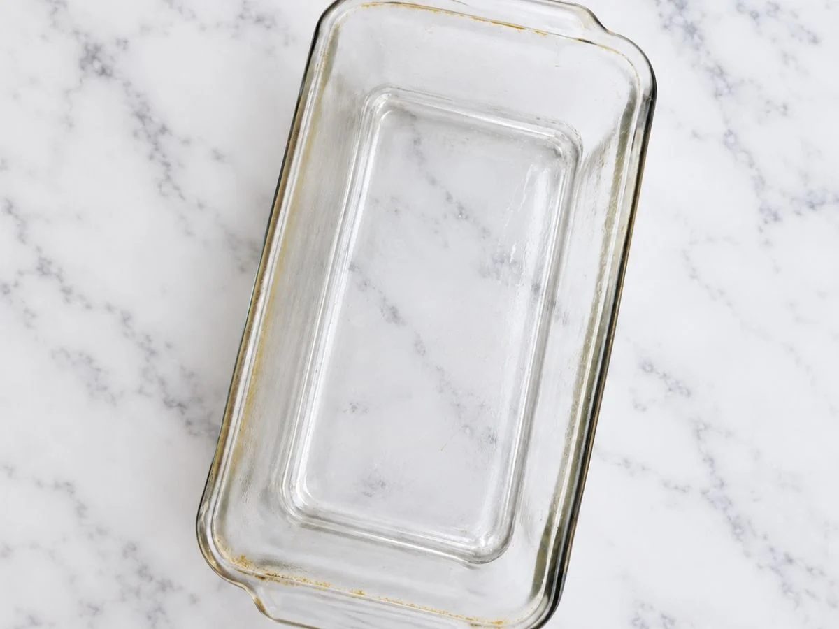empty glass loaf pan