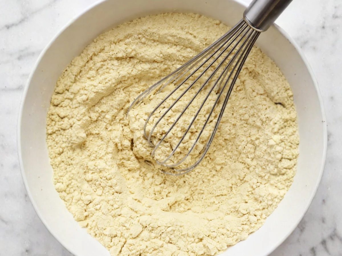 dry ingredients for 100% millet sandwich bread in a white bowl