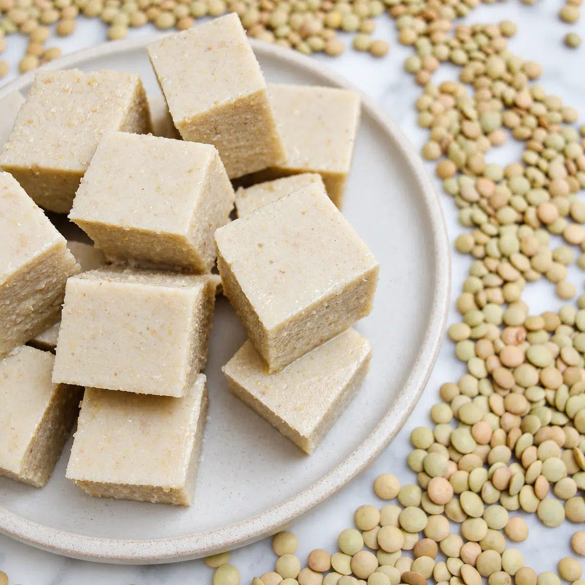 lentil tofu made with tan lentils