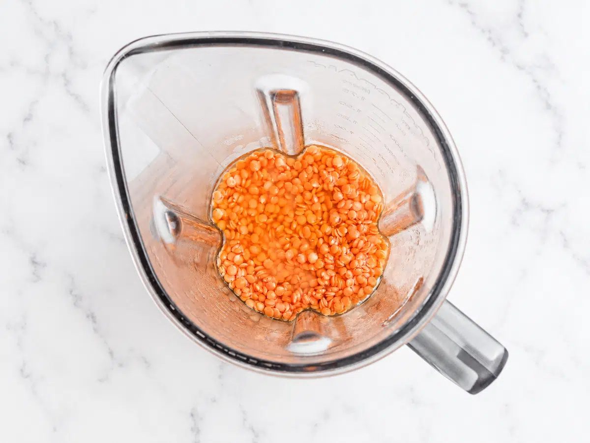 lentils getting soaked for lentil tofu