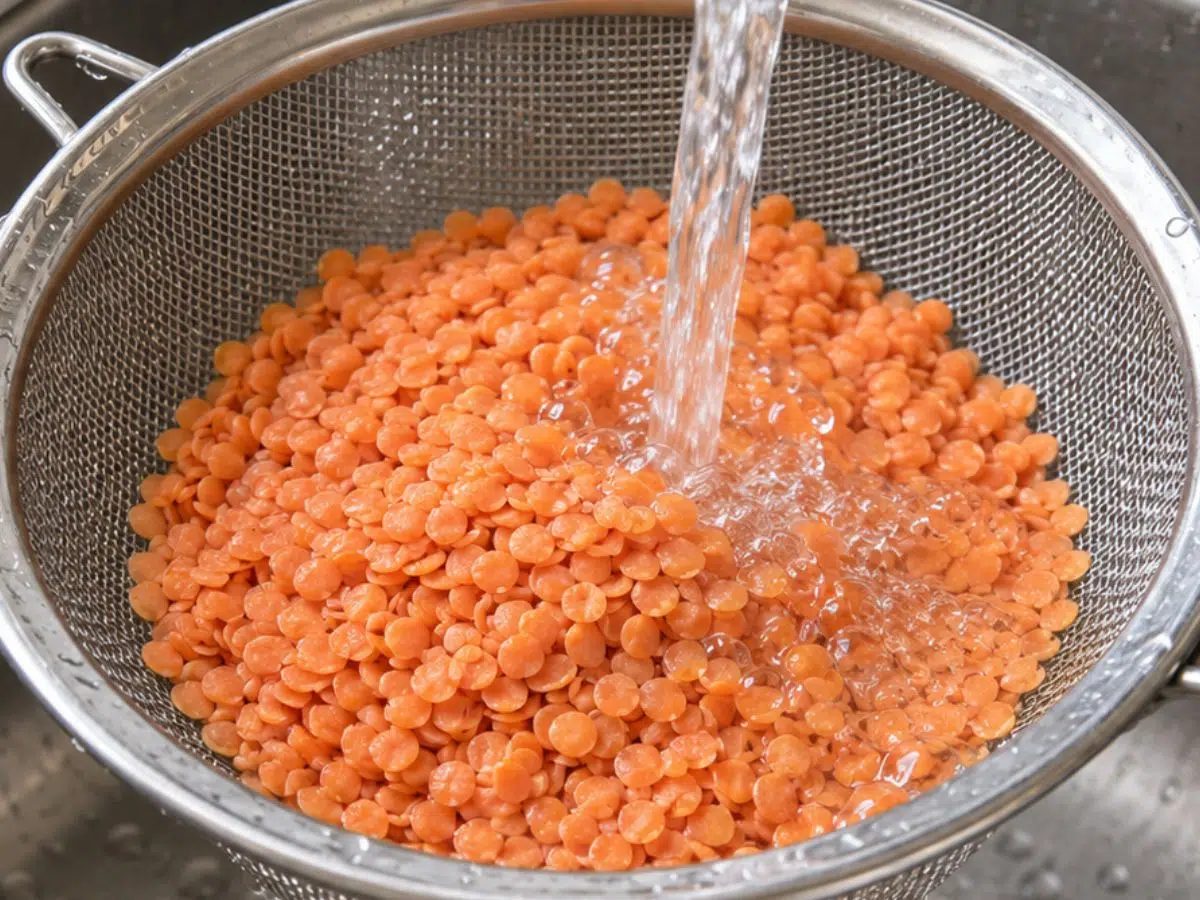 rinsed soaked lentils for lentil tofu