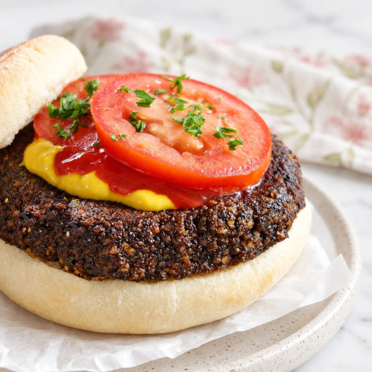 almond meat made into a burger