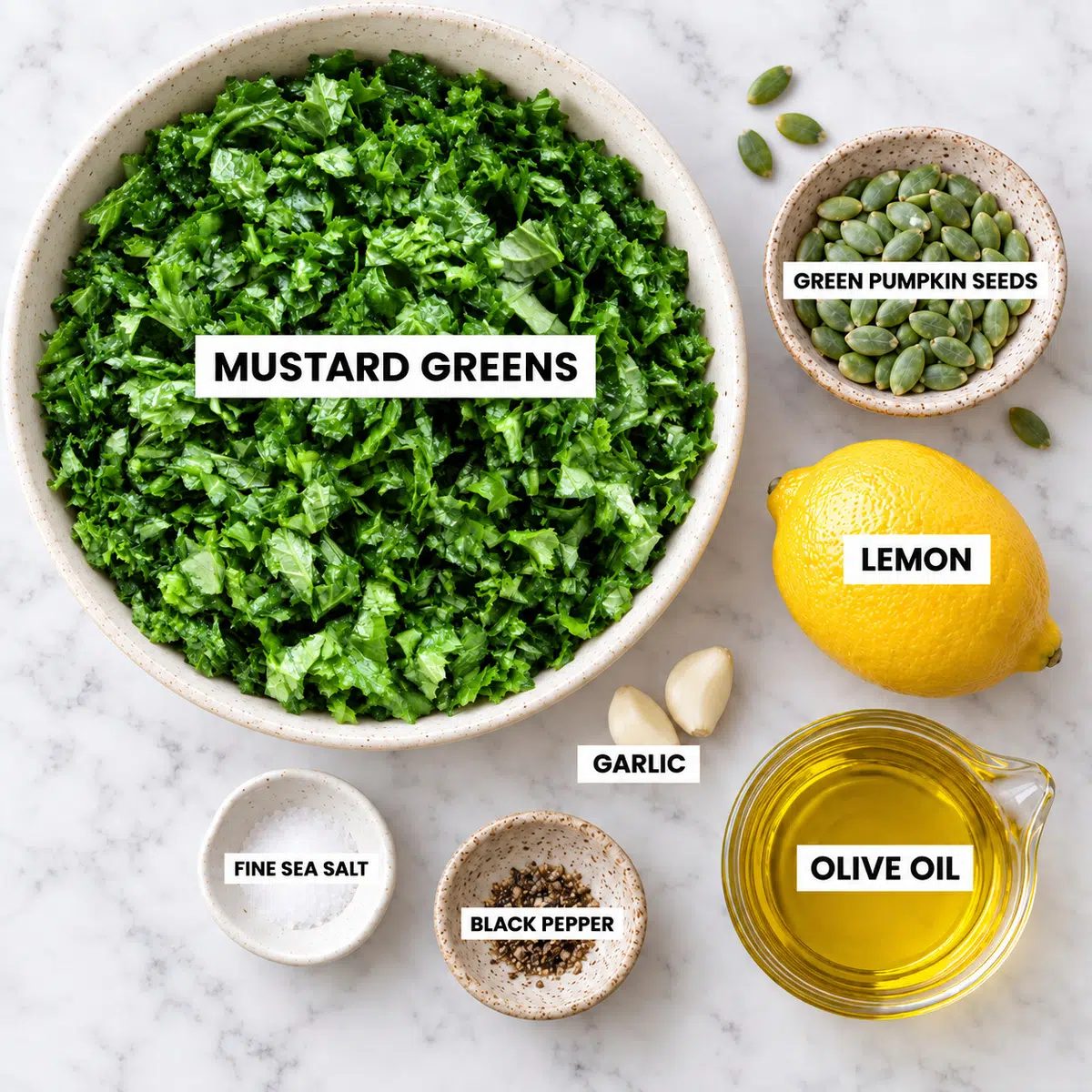 ingredients for mustard greens pesto