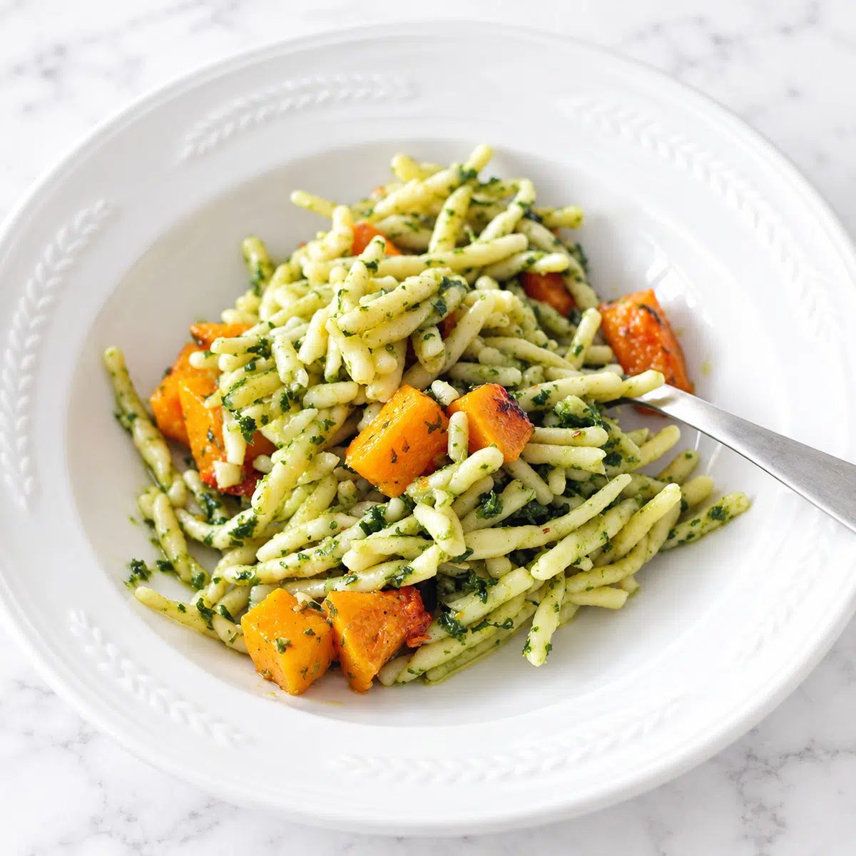 past with mustard greens pesto and butter