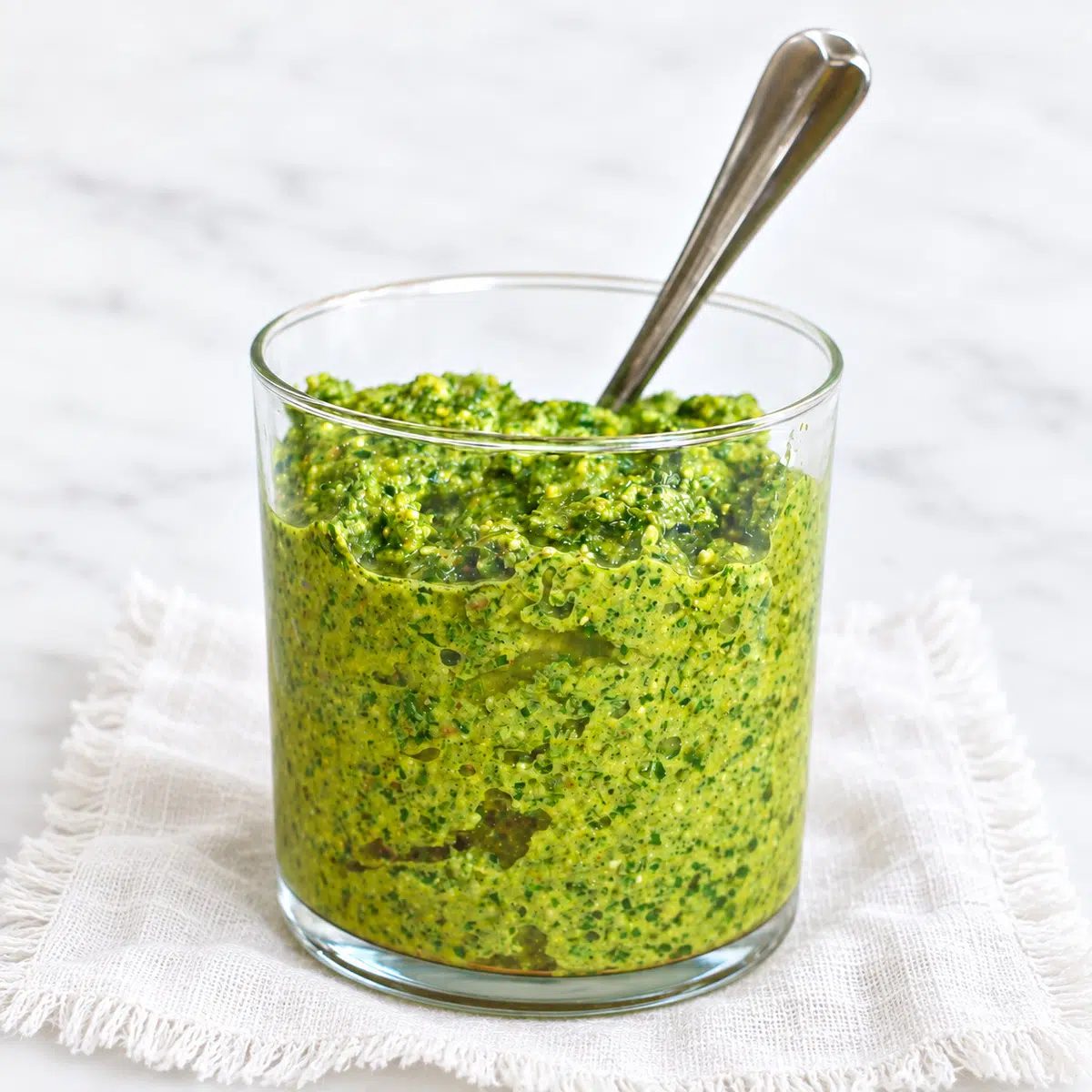 jar of mustard greens pesto