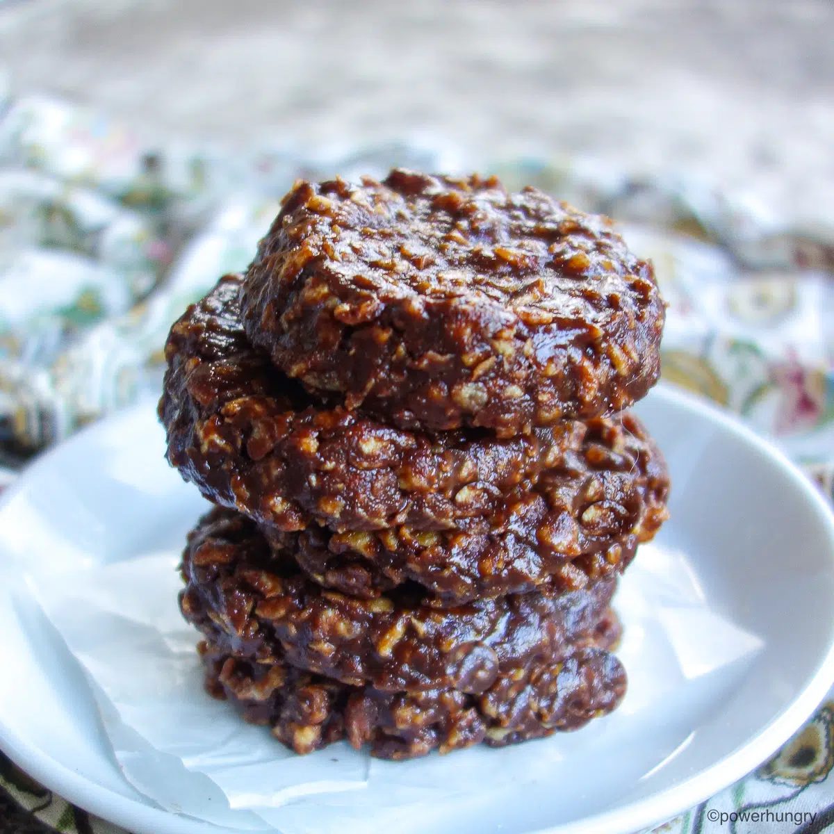 stack of four tvp no bake cookies