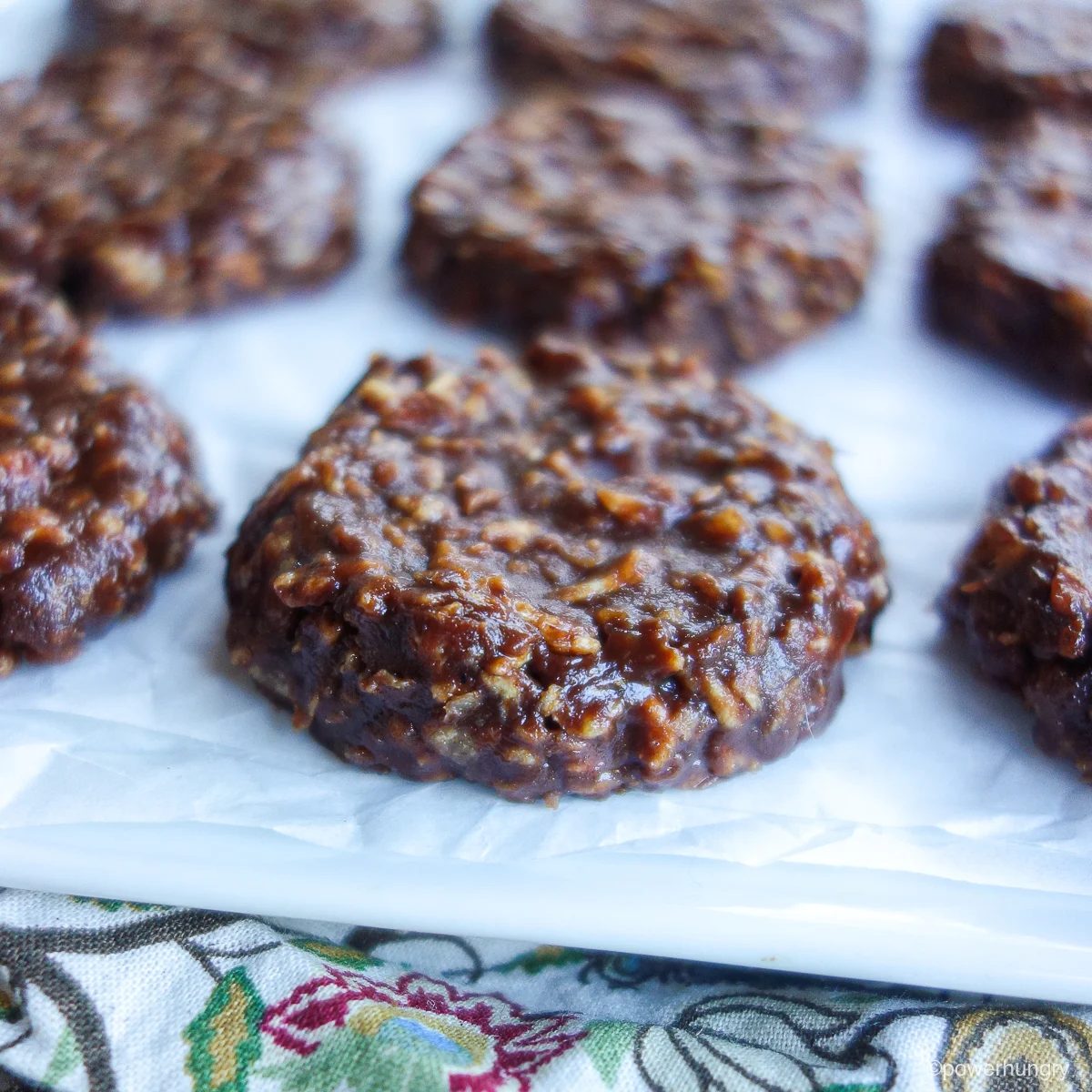 tvp no bake cookies on a white plate