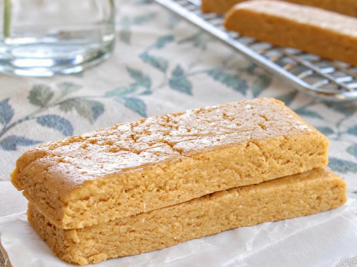 2 tahini protein bars stacked