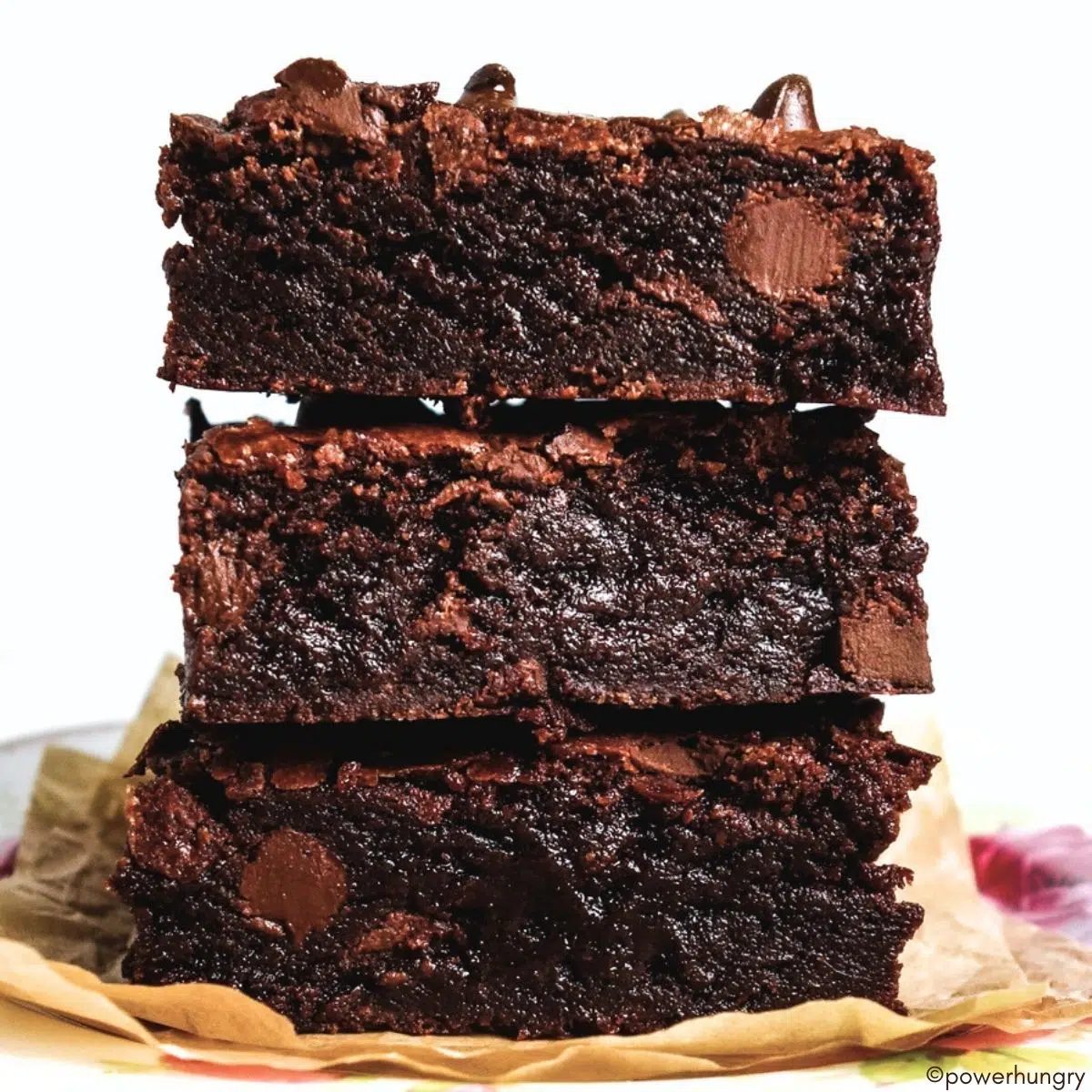 stack of vegan brownies