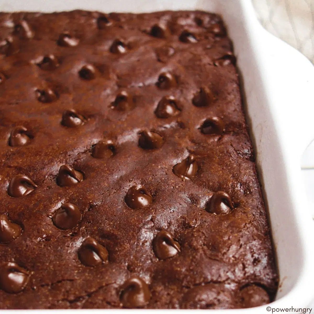 close up of baked oat brownies