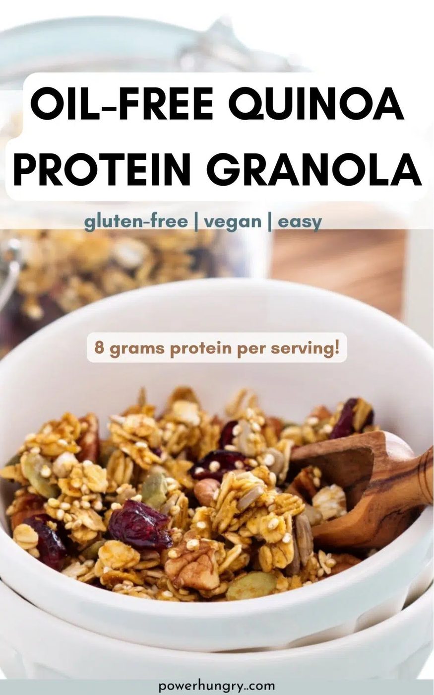 white bowl with quinoa protein granola