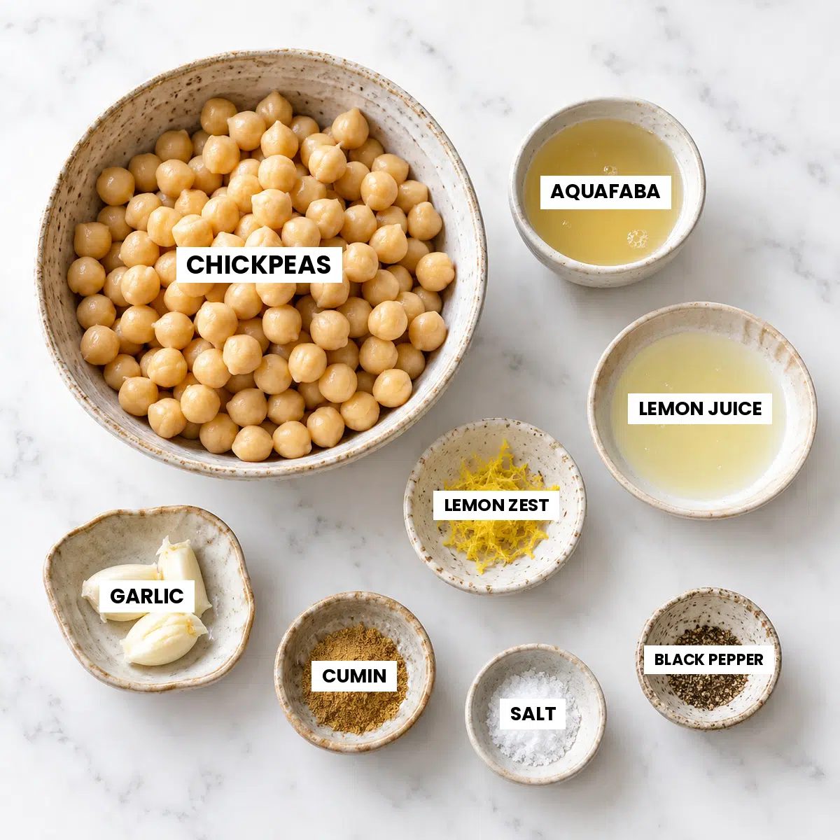 ingredients for oil-free hummus without tahini