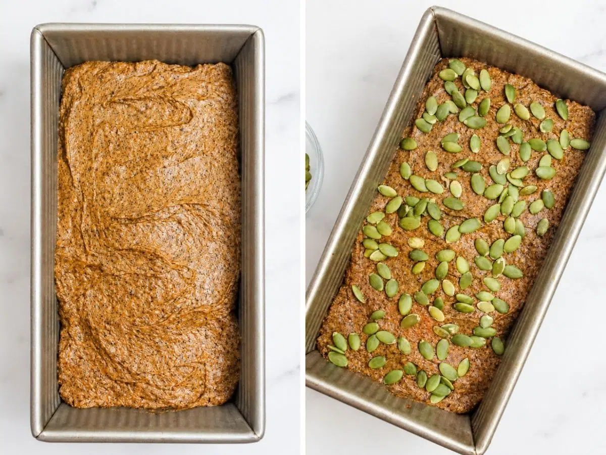buckwheat pumpkin bread in pan before baking