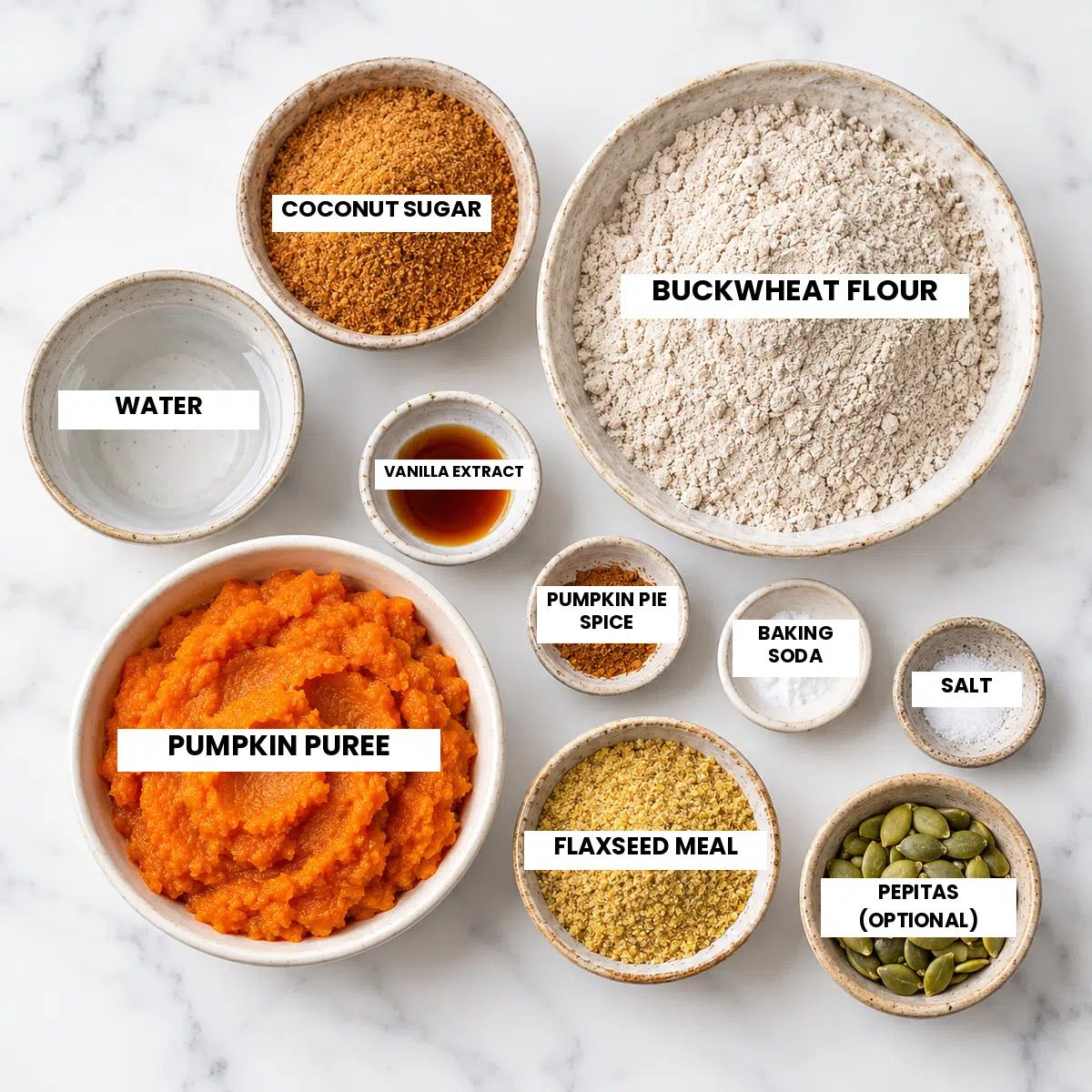ingredients for buckwheat pumpkin bread