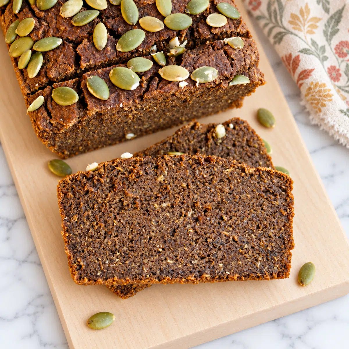 buckwheat pumpkin bread overhead slices