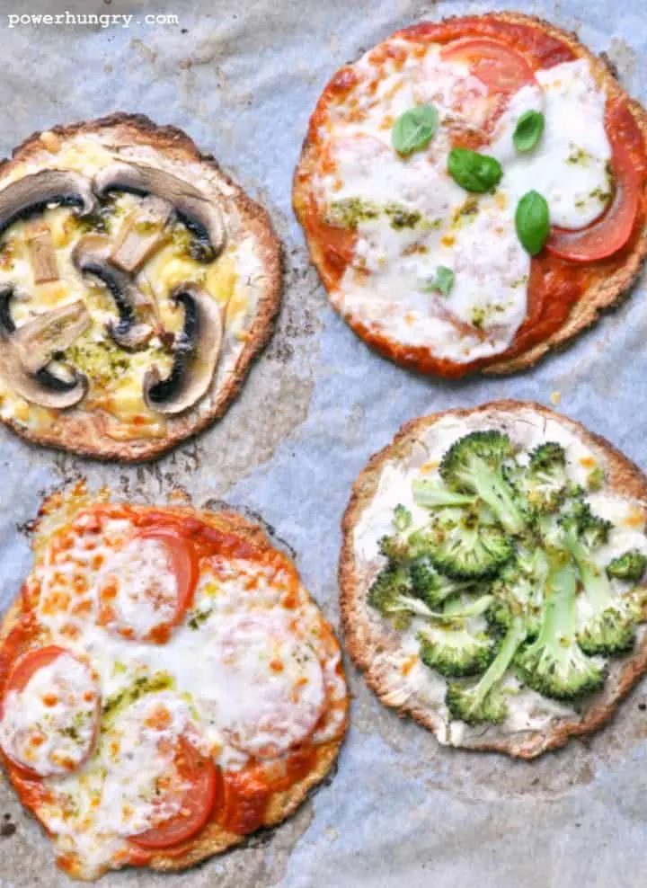 grain-free vegan pizza crusts made with 3 ingredients including chickpea flour and parsnips