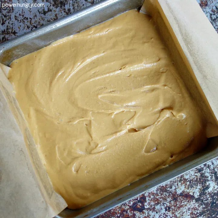 unbaked chickpea blondie batter in pan