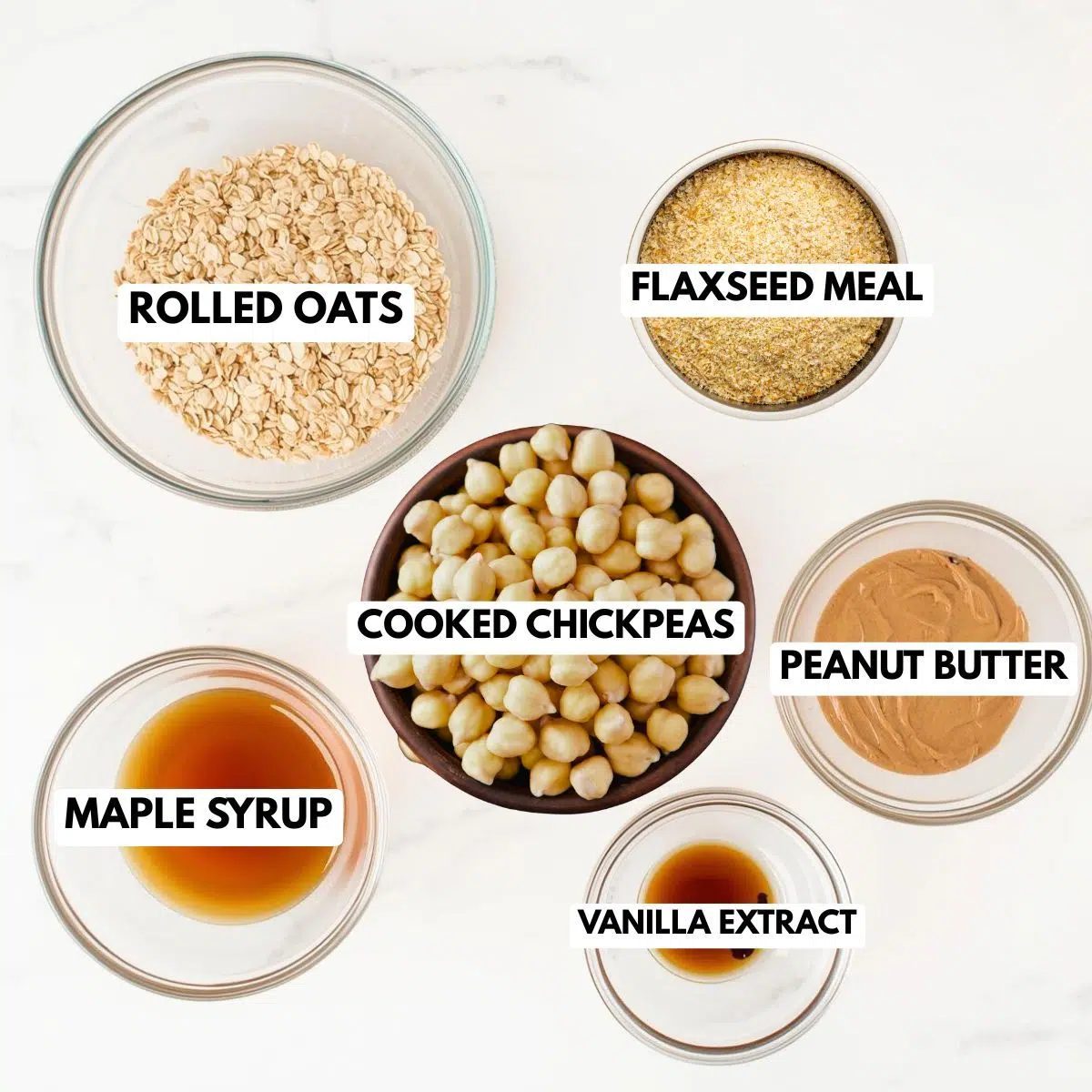 overhed shot of ingredients for protein bars made without protein powder