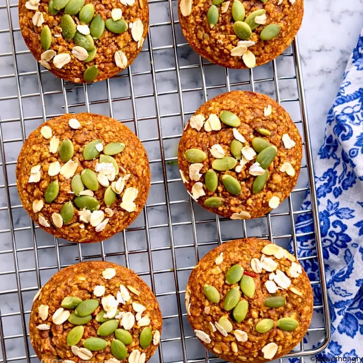 pumpkin oatmeal muffins on a cooling rack