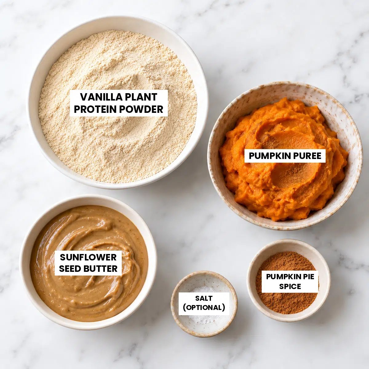 ingredients for no-bake pumpkin pie protein bars