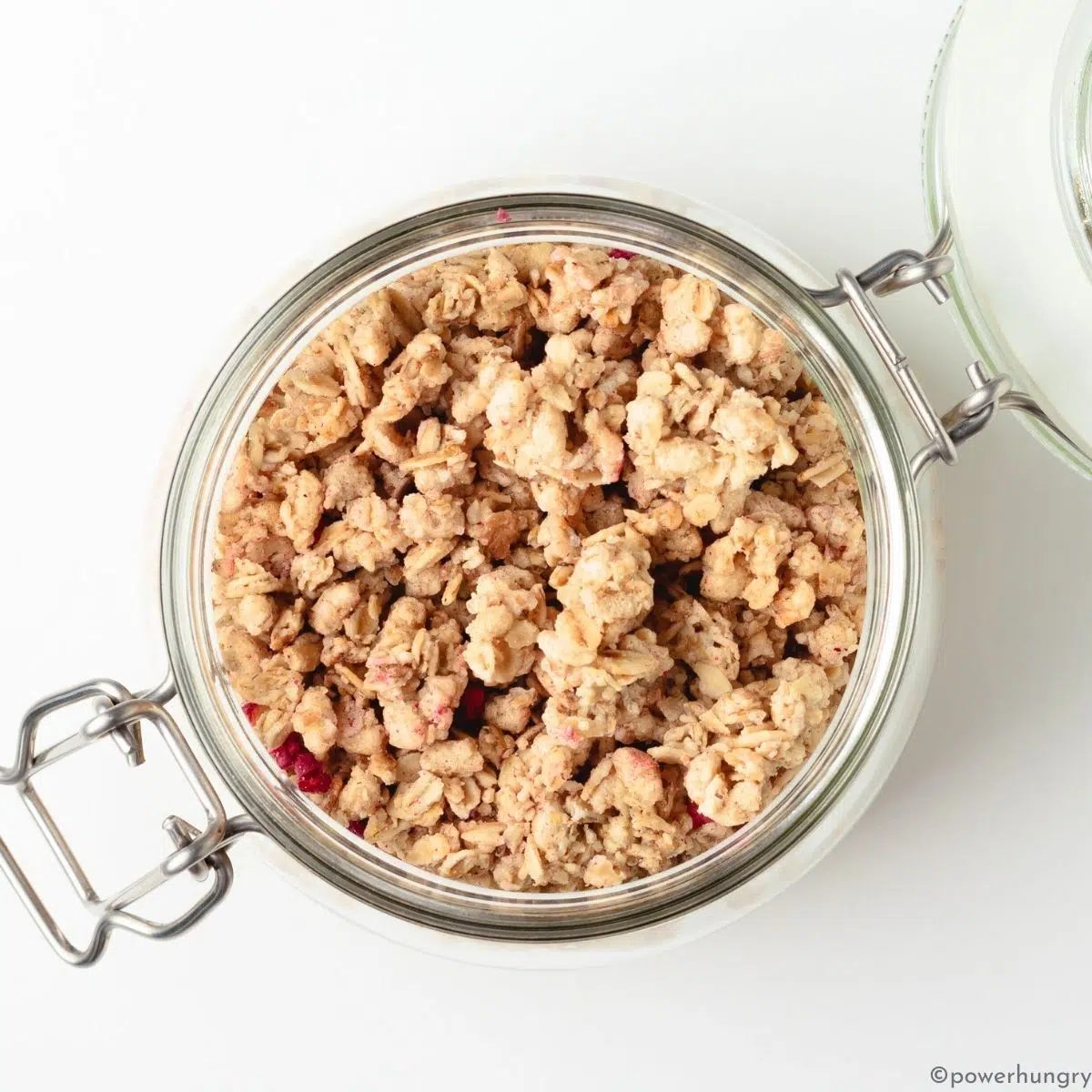 Jar full of quinoa flake granola