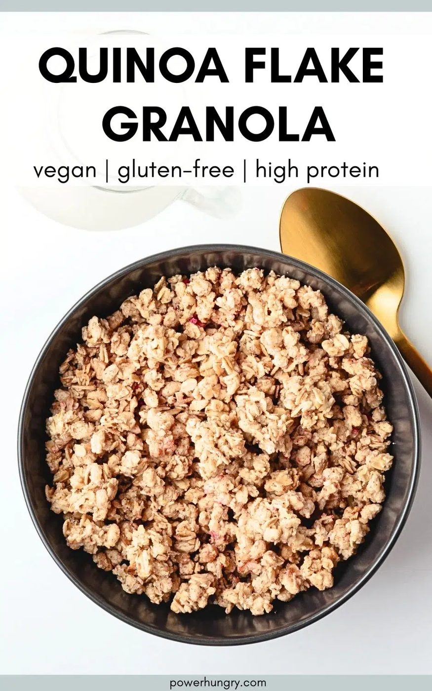 Bowl full of quinoa flake granola