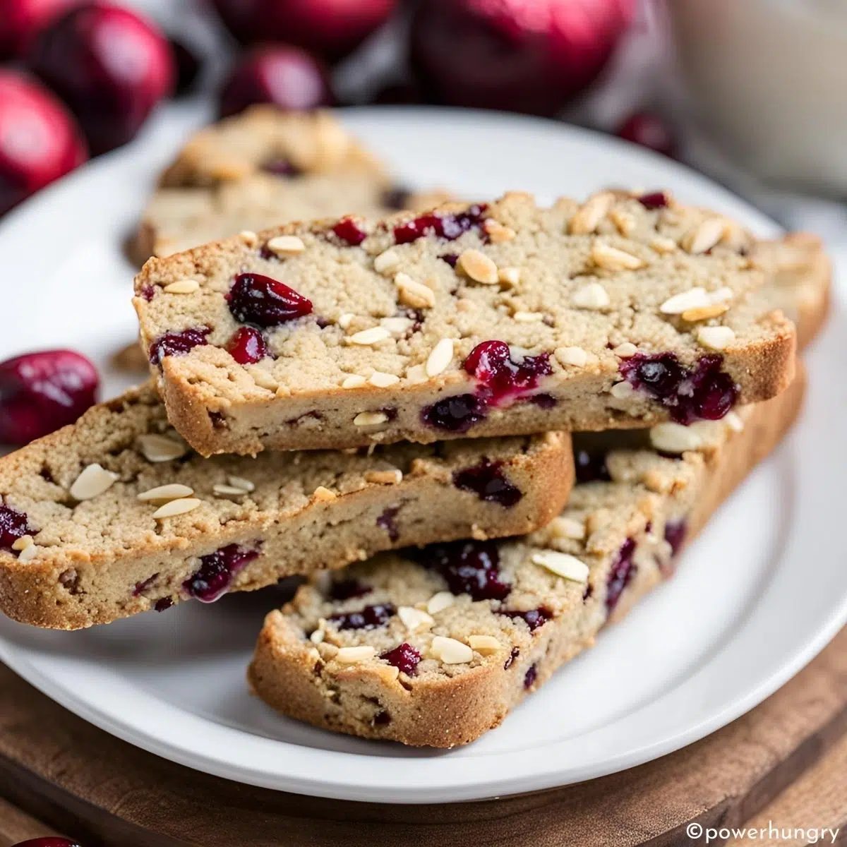 vegan quinoa biscotti on a white plate
