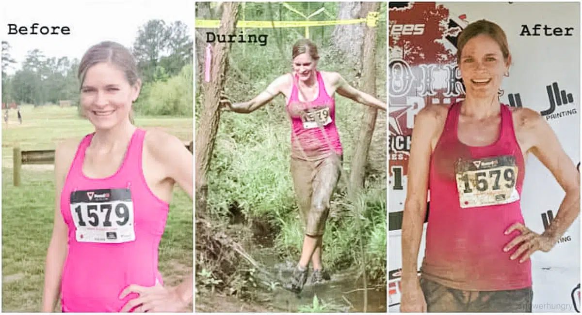 woman running at a mud run