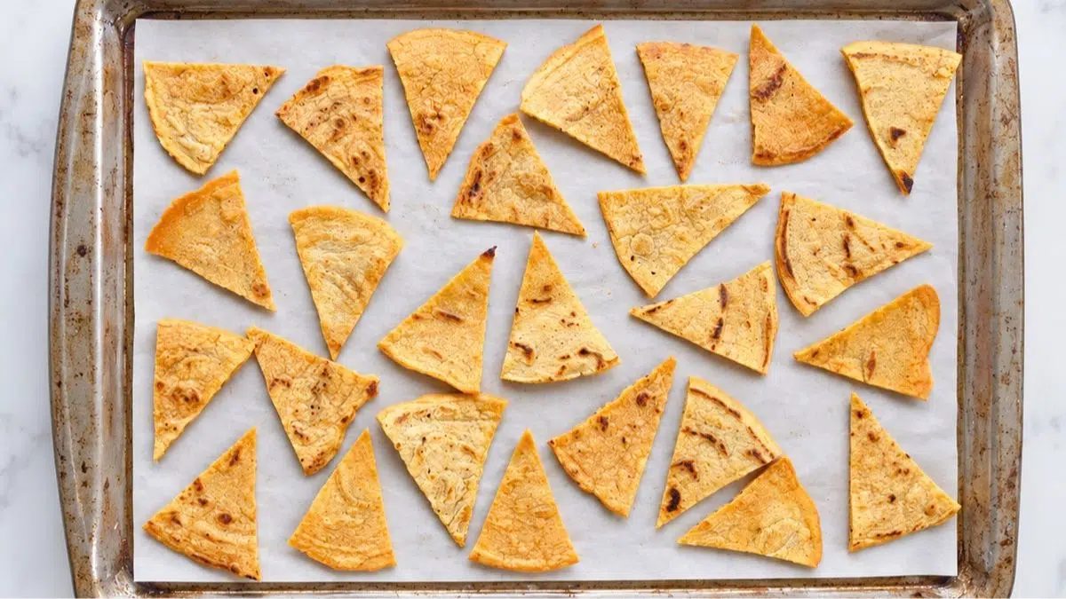 lentil chips on a baking sheet