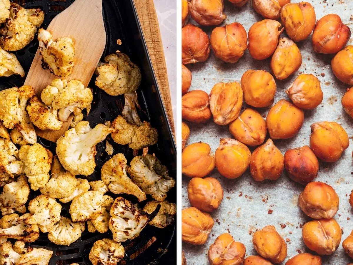 cauliflower and chickpeas, roasted