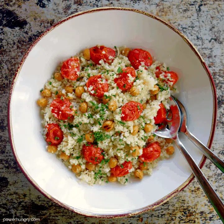 Roasted Tomato Chickpea Cauliflower Salad (High Protein)