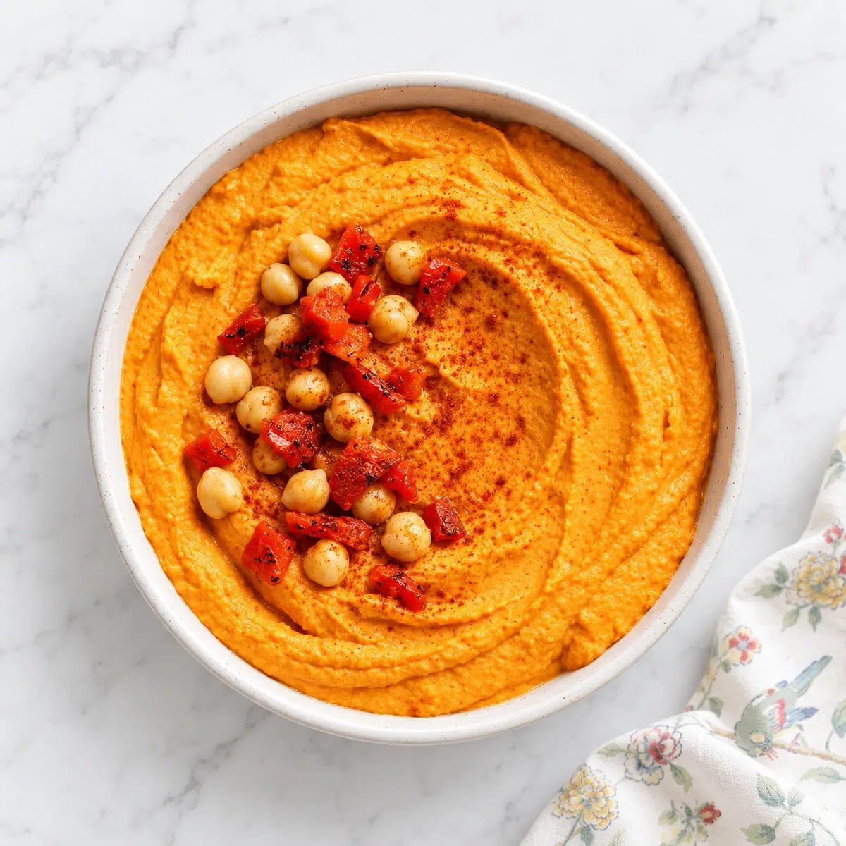 Roasted Red Pepper Hummus Without Tahini