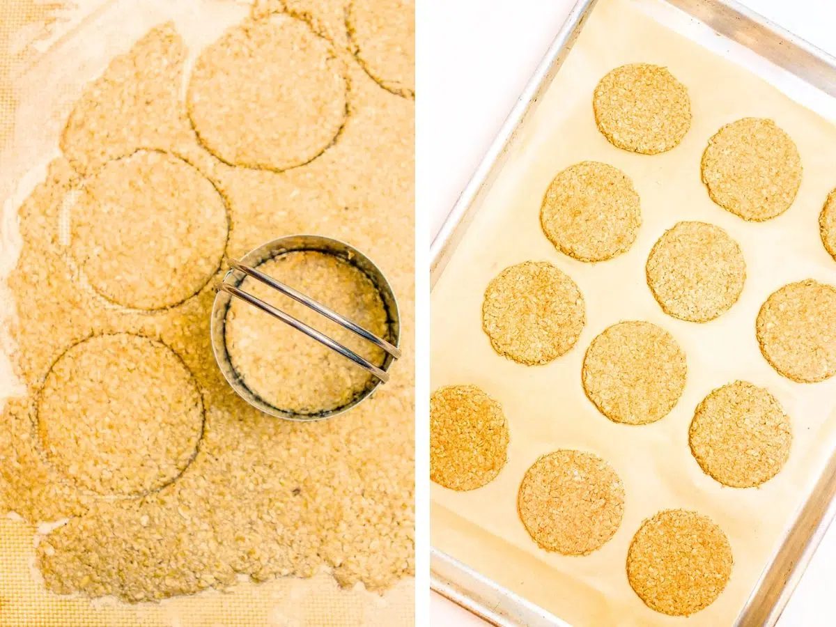 oatcakes dough getting cut into circles
