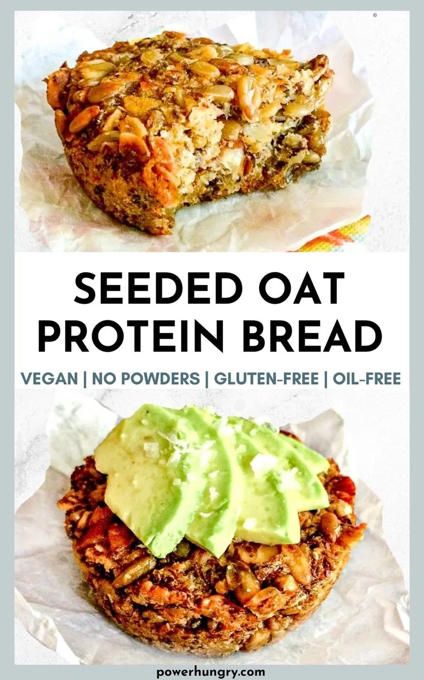 COLLAGE OF SEEDED OAT PROTEIN BREAD PHOTOS