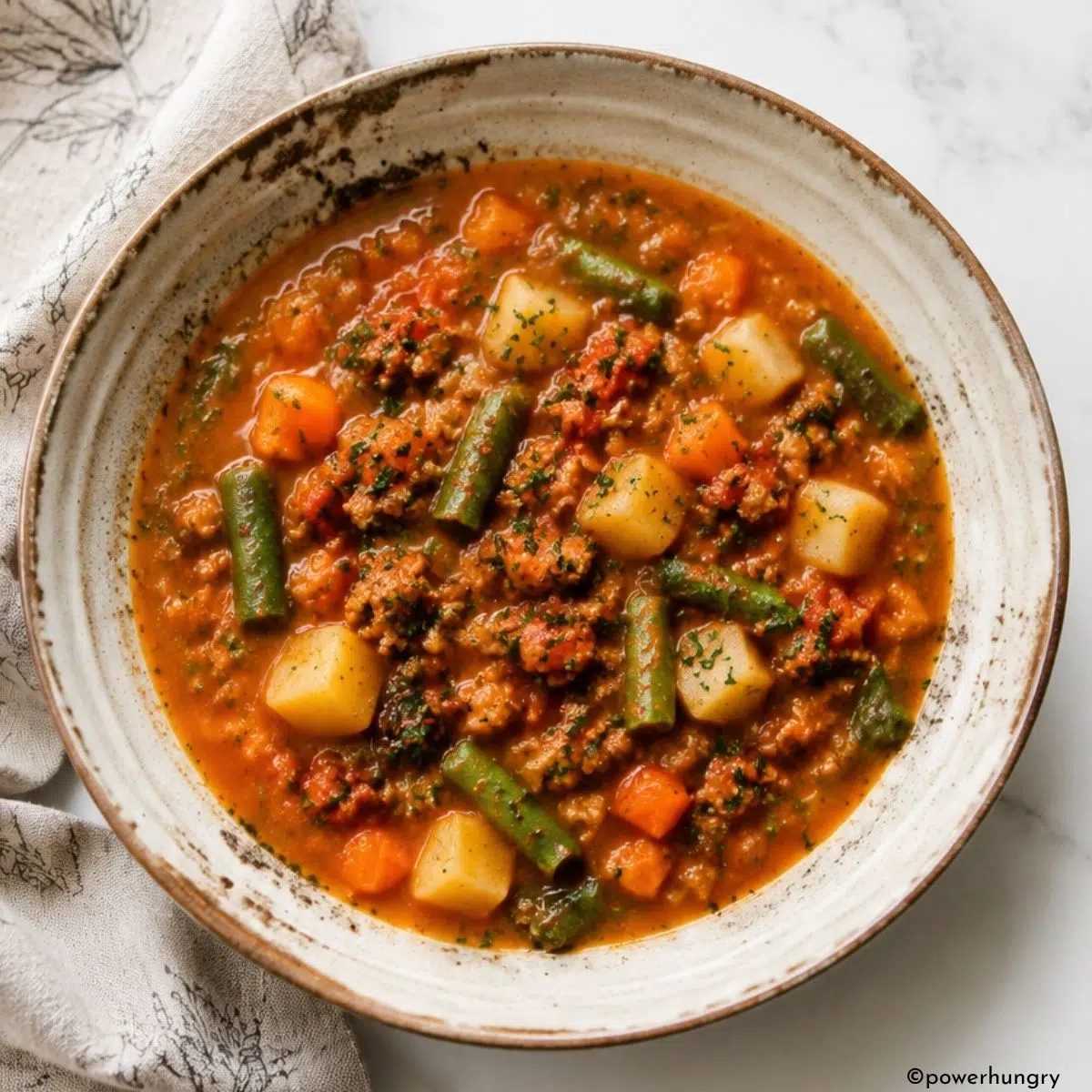 Slow Cooker Vegan Hamburger Soup (15g Protein)